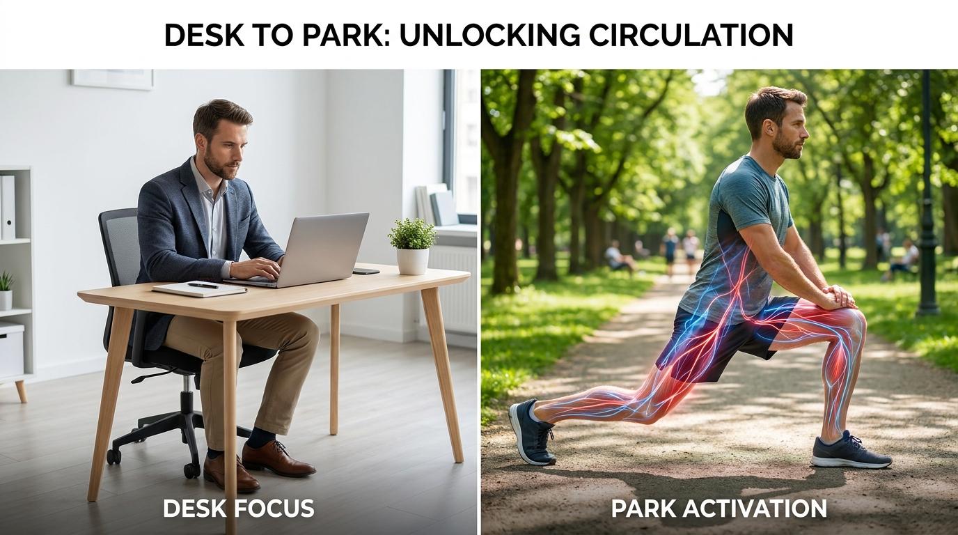 Dynamic stretching and desk worker contrast